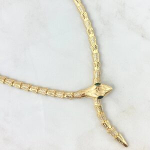 Cadena Serpiente Escamada 32.55gr / 50cm / Circones Blancos Ojos Verdes Oro Amarillo +4 © Cadena Serpiente Escamada 32.55gr / 50cm / Circones Blancos Ojos Verdes Oro Amarillo +4 ©