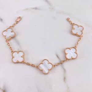 Pulso Aro Seguido Trebol 16.1gr / 20cm / 2.8mm Nacar Blanco Oro Rosa Nac.Esp. 18K $