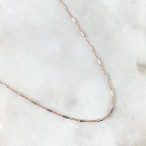 Cadena Aro Seguido Especial 2.15gr / 45cm / 1mm Dos Oros Blanco Rosa +3 18K Cadena Aro Seguido Especial 2.15gr / 45cm / 1mm Dos Oros Blanco Rosa +3 18K