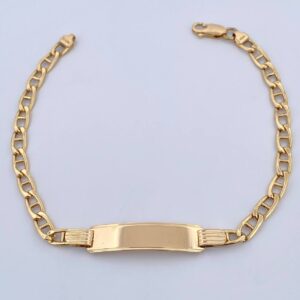 Pulso Escalera 8.3gr / 21.8cm / 4.4mm Placa Rectangular Curva Oro Amarillo +3 18K &