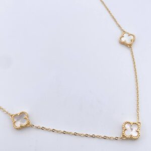 Cadena Trebol Aro Seguido 7.9gr / 49.2cm / 1.5mm Nacar Blanco Oro Amarillo Nac.Esp. 18K &