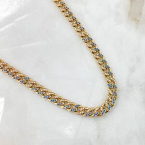 Cadena Cubana Tupida 50gr / 60cm / 8mm Broche Cajon Circones Blancos Azules Oro Amarillo Nac.Esp. 18K