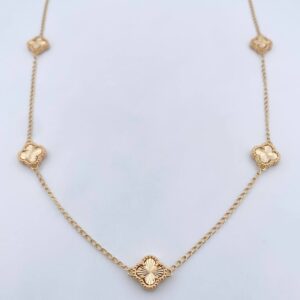 Cadena Espiga Trebol Gradual 9.15gr / 48.7cm-51.1cm / 1.5mm Diamantada Oro Amarillo Nac.Esp. 18K $
