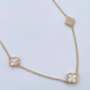 Cadena Espiga Trebol 8.3gr / 47.5cm-49.6cm / 1.3mm Nacar Blanco Oro Amarillo Nac.Esp. 18K &