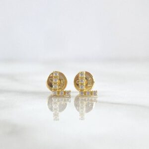 Topos Letra L 0.6gr / 6mm Circones Blancos Oro Amarillo 18K Topos Letra L 0.6gr / 6mm Circones Blancos Oro Amarillo 18K