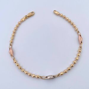 Pulso Militar Piramide 7.45gr / 21cm / 3mm Diamantanda Tres Oros 18K $
