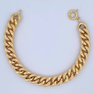Pulso Cubano Rayado 15.4gr / 20.3cm / 10.4mm Oro Amarillo +3 18K &