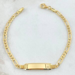Pulso Figaro Placa Rectangular 3.7gr / 19cm / 3.3mm Oro Amarillo +0 18K ©