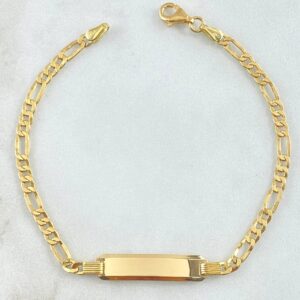 Pulso Figaro Placa Rectangular 3.75gr / 19cm / 3.3mm Oro Amarillo +0 18K