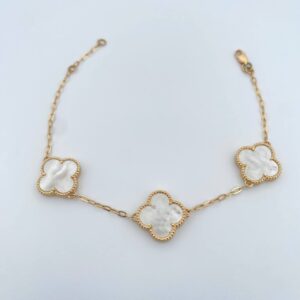 Pulso Trebol Aro Seguido 6.5gr / 19cm / 1.7mm Nacar Blanco Oro Amarillo Nac.Esp. 18K &