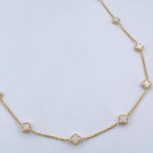Cadena Trebol Aro Seguido 5.3gr / 45.7cm / 1mm Agata Blanco Oro Amarillo +4 18K & Cadena Trebol Aro Seguido 5.3gr / 45.7cm / 1mm Agata Blanco Oro Amarillo +4 18K &