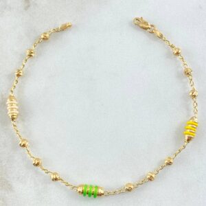 Pulso Rustico Tipo Militar 2.8gr / 18cm / 3mm Diamantado Cauchos Colores Oro Amarillo 18K ©