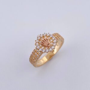 Anillo Correa Corona 3.1gr / T6  Dos Oros amarillo rosa 18K