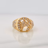 Anillo Herradura Caballo 5.45gr / T8 1/2 / Dos Oros Amarillo Blanco 18K $
