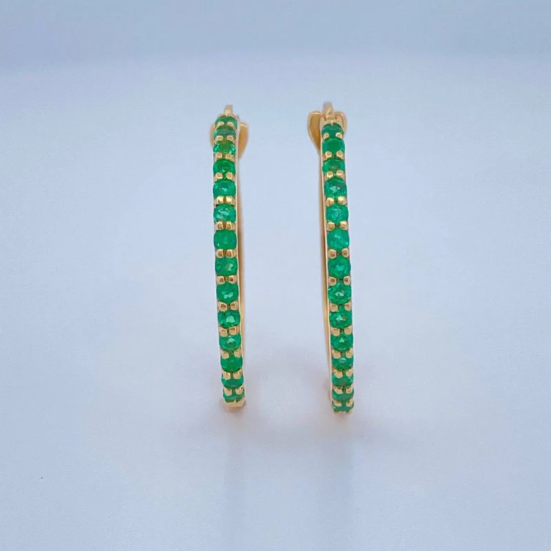 Candongas Encanto Esmeralda 45Pts 3.2gr / 2.3cm / Oro Amarillo 18K