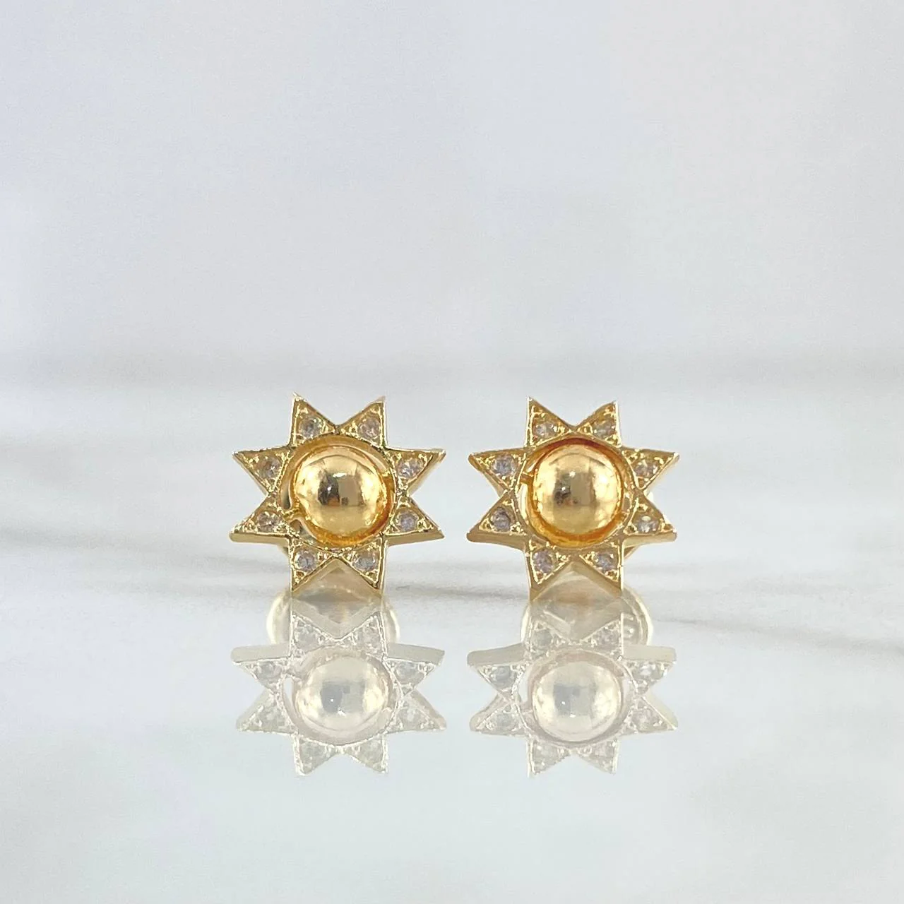 Topos Sol 1.1gr / 8mm Circones Blancos Oro Amarillo 18K