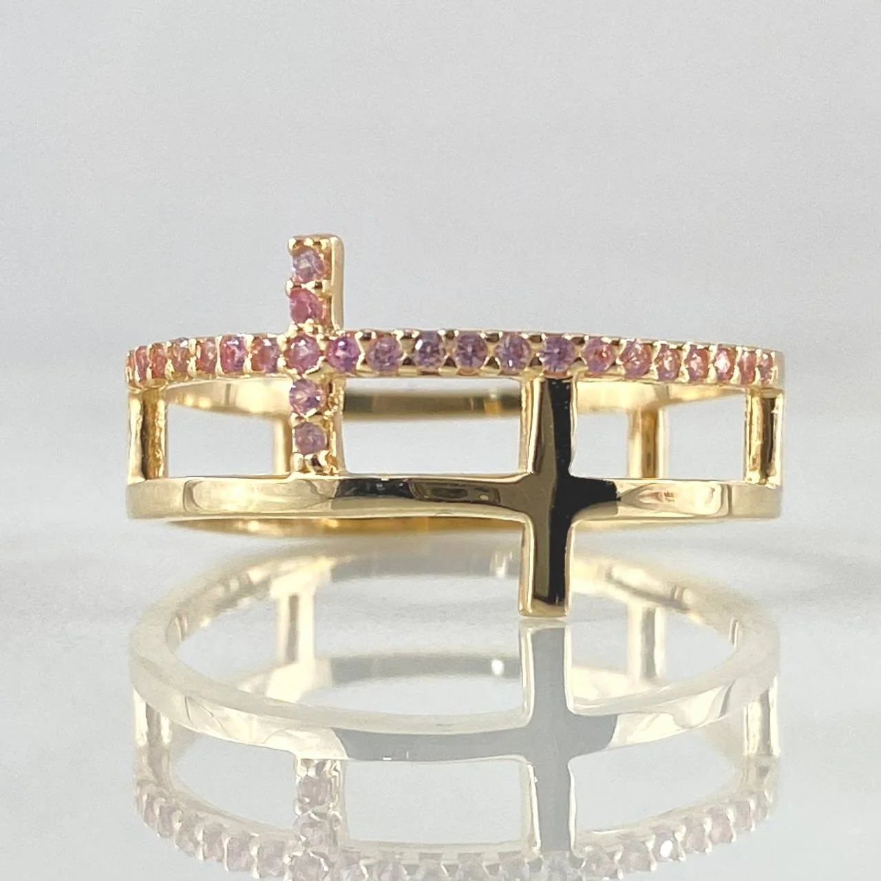 Anillo Doble Crúz 2.8gr / T7 1/2 / Oro 18K