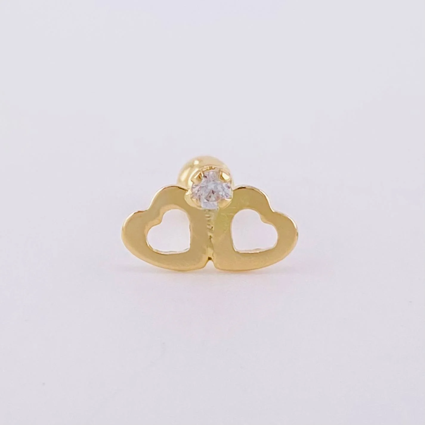 Piercing Chispa Duo Corazones 0.4 g / 1 cm Oro Amarillo 18K